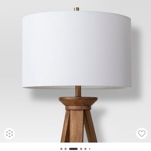 Threshold floor lamp 3way rotary switch oak finish white shade